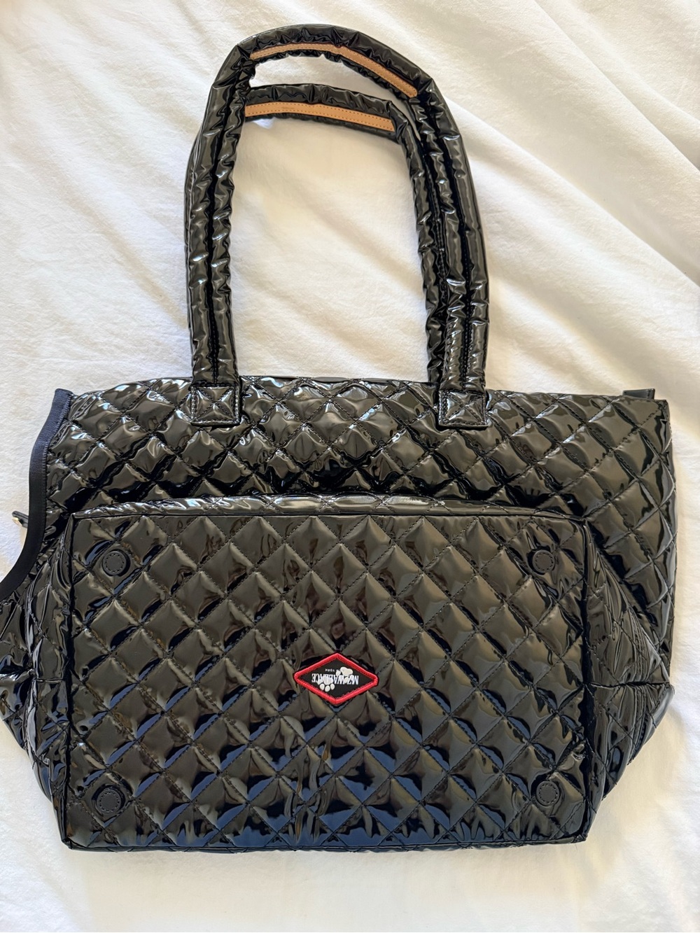 MZ Wallace Glossy Black Quilted Nylon Dog Carrier - Picture 6 of 7